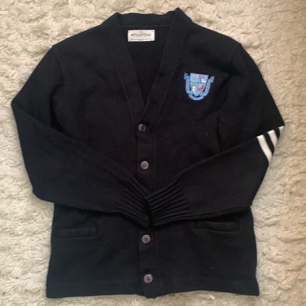 Navy Blue Uniform Cardigan Sweater
